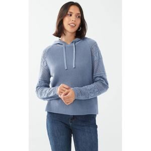 FDJ French Dressing Ivy‎ Indigo Crochet Sleeve Sweater NWT size xl